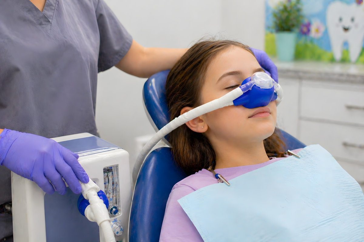 Pediatric Dental Sedation with Nitrous Oxide – Child Receiving Laughing Gas for Comfortable Dental Treatment